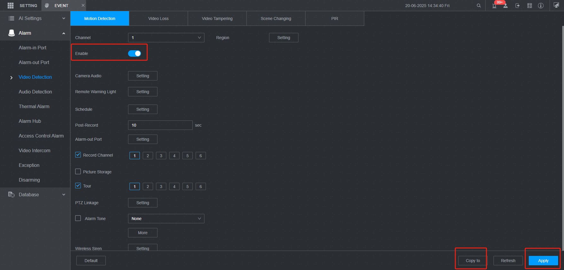 Turning off MD and using the Copy To feature