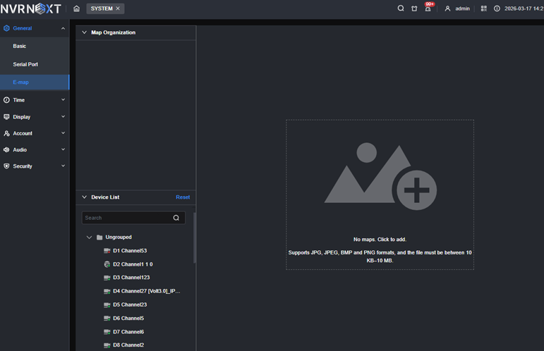 Navigating to System > General > E-Map