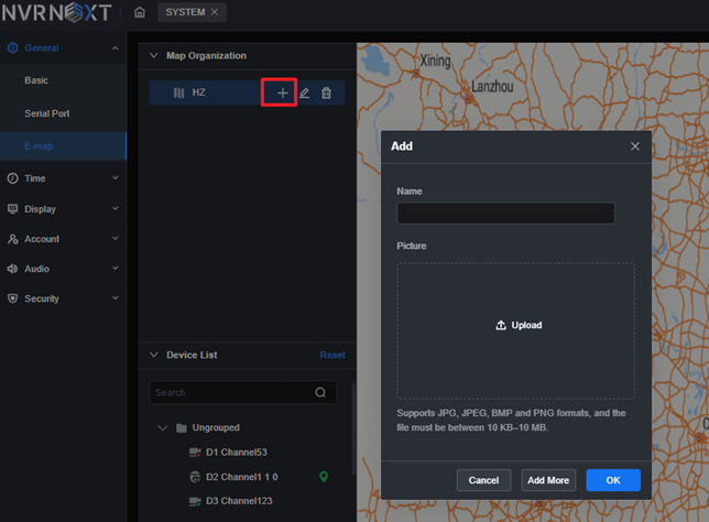 Dragging a channel onto the E-Map