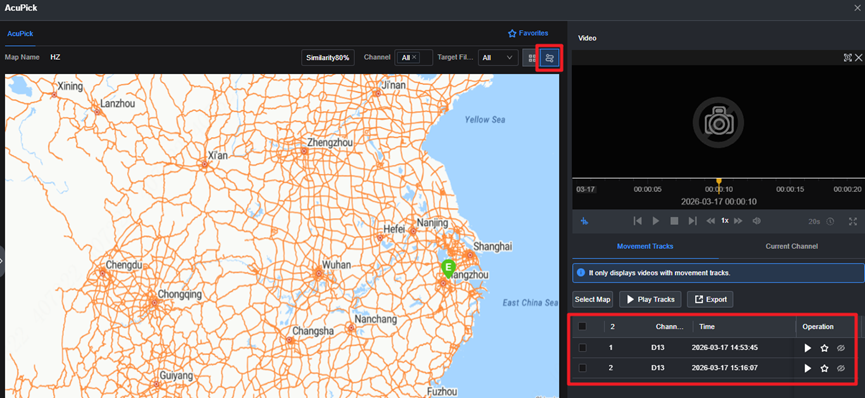 AcuPick search results in Playback