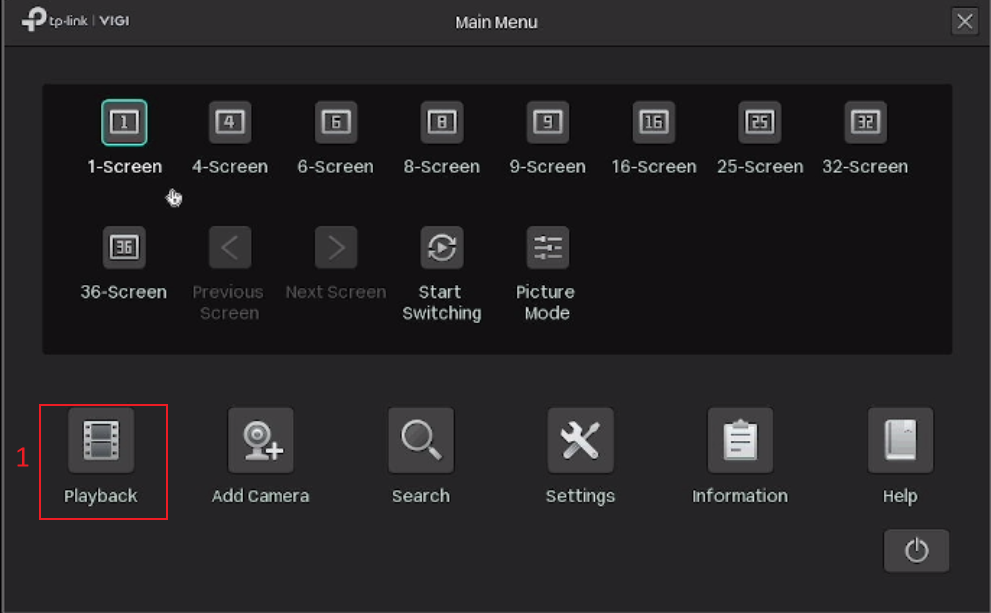 Opening Playback from the NVR main menu